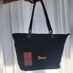 Juicy Couture Black Velour Pretty Bow Tote Bag